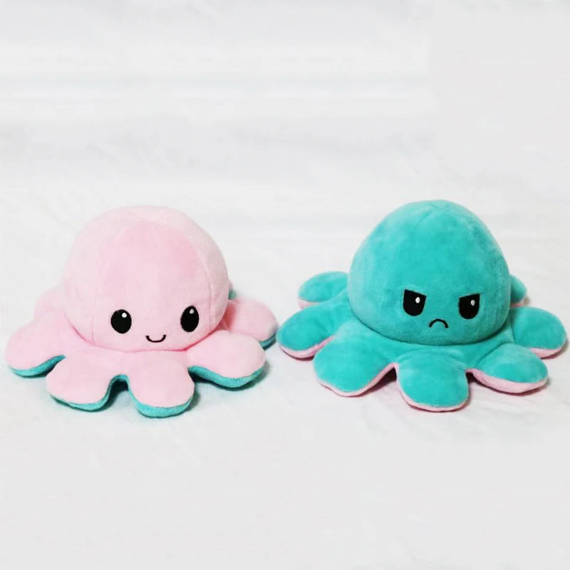 Cute reversable reversible poulpe octopus  Stuffed Animal Flip Plush Toy Mood Angry Octopus Soft peluche dolls plush ornaments