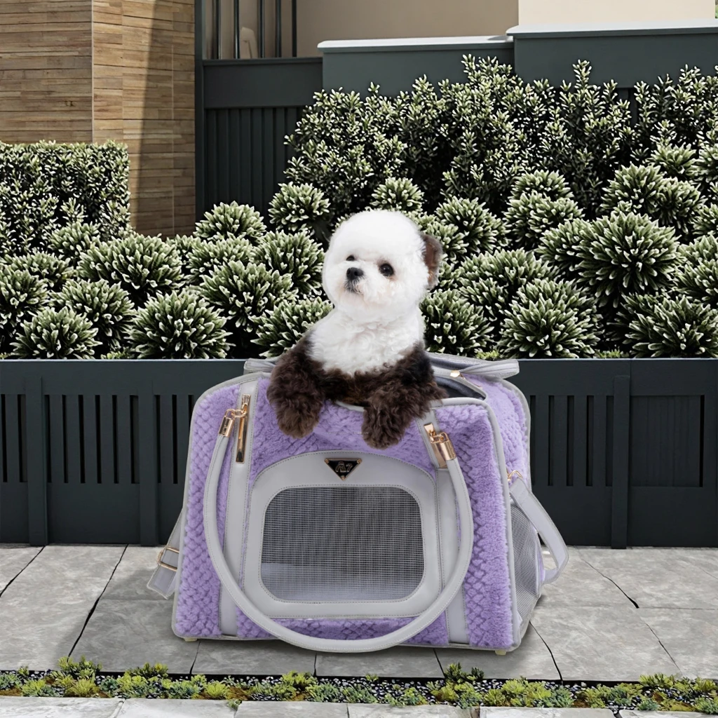 透气豪华宠物提篮聚酯小狗猫提篮带口袋休闲户外探险库存