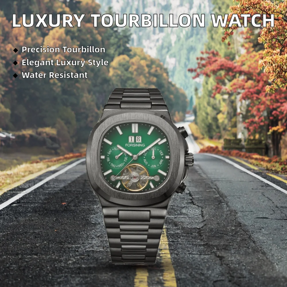 Luxury Men's Blue Tourbillon Automatic Watch 40mm