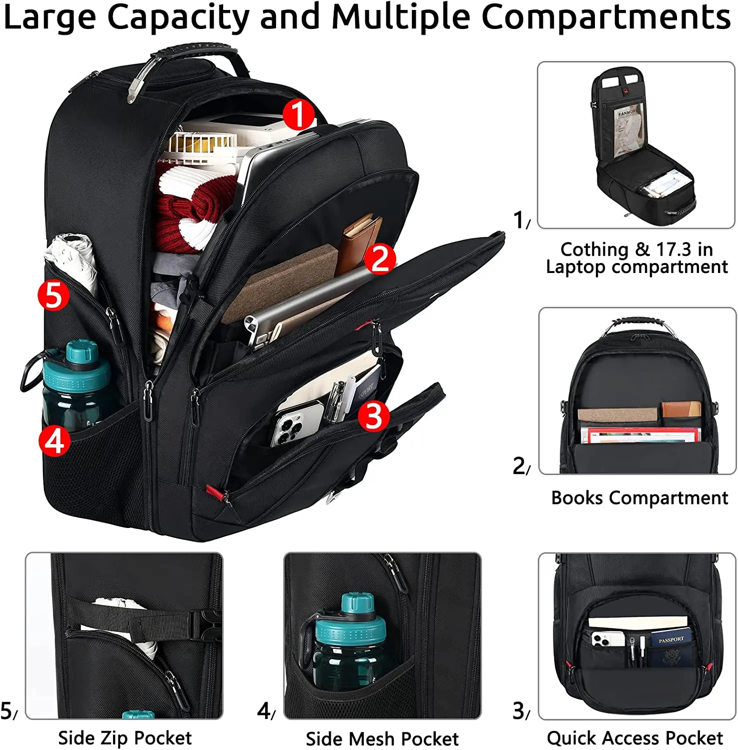 Waterproof Rolling Trolley Laptop Bag Business Luggage Laptop Trolley Bag  Trolley Wheeled Backpack with Travel Luggage