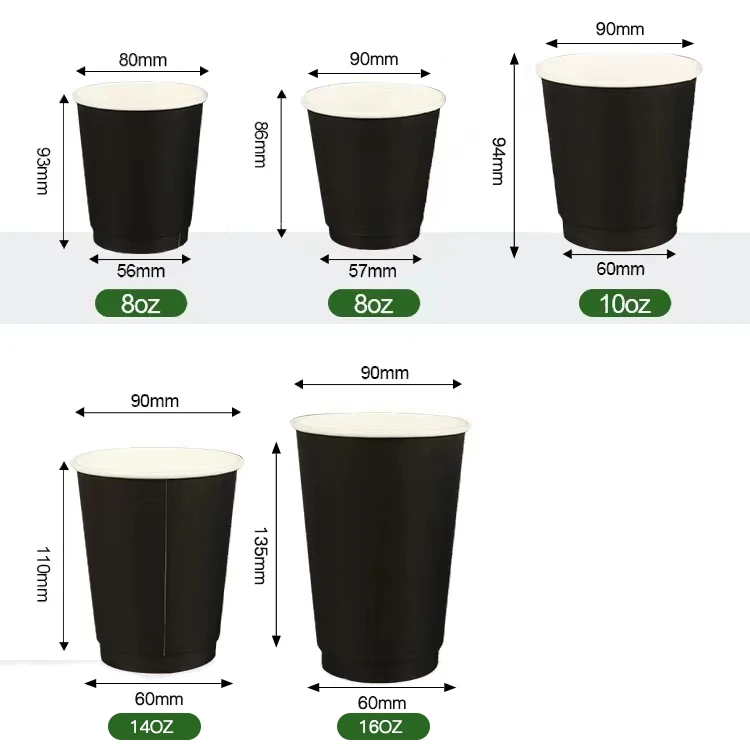 Custom Coffee Cups With Logo 6 8 12oz Disposable Single Double Ripple