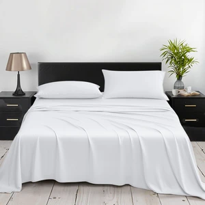 King Bed Sheets Set 300 Thread Count Sateen Viscose Bamboo Material Bedding Set Home Decor Bamboo Bed Sheet Set