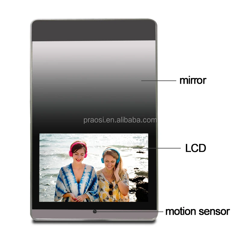 Smart  Interactive Magic Mirror Tv Lcd Display Screen Advertising Mirror with Builti in Motion Sensor Digital Photo Frame