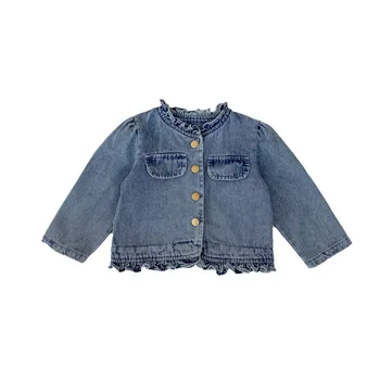 Children's clothing 2024 Autumn style 1-7 Baby girl fashionable Denim long sleeve coat girl's cardigan