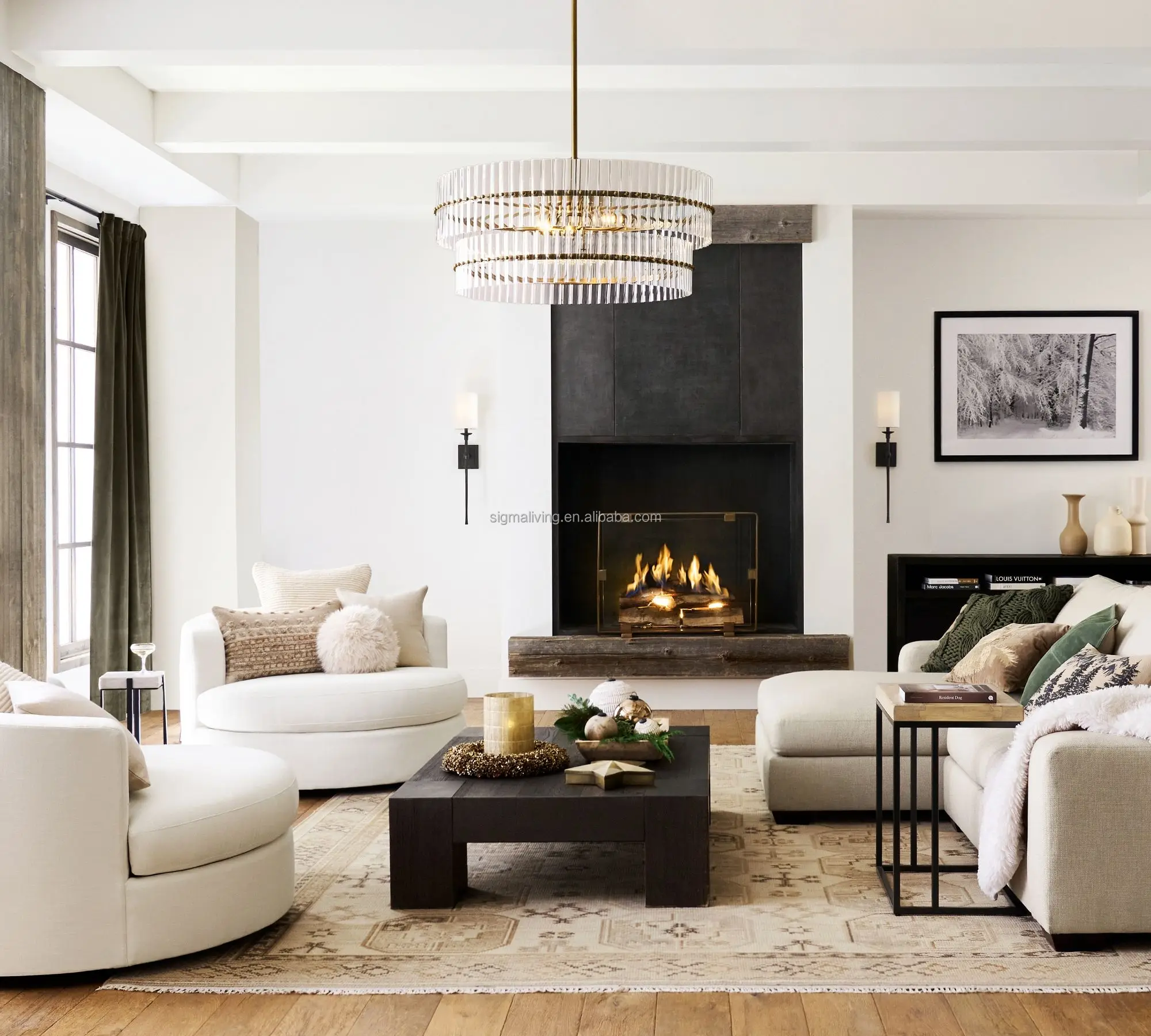chandelier light luxury light iron crystal round chandelier