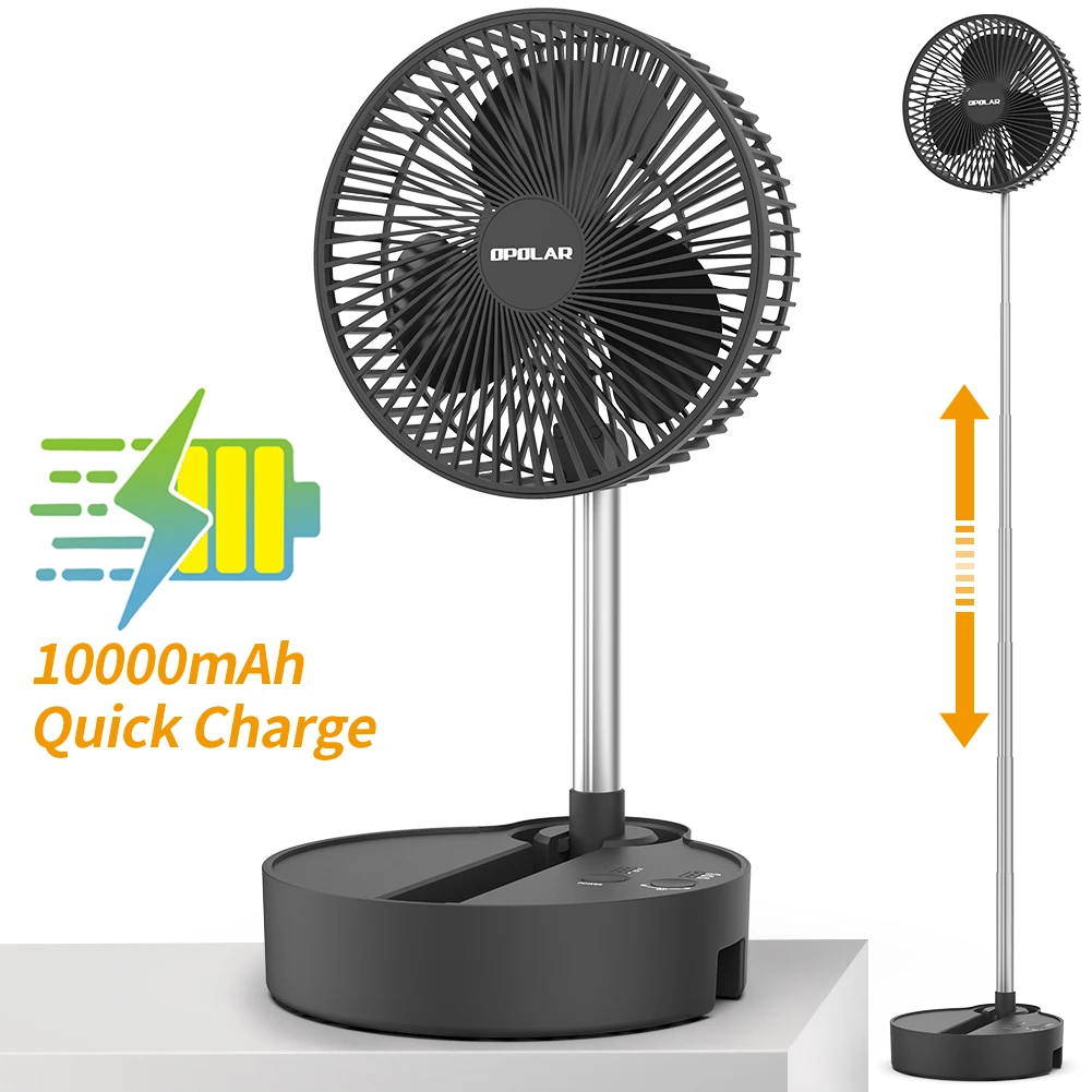 Opolar 10000mah Battery Rechargeable Desk Camping Fan Electric Portable Air Cooling Floor Fan