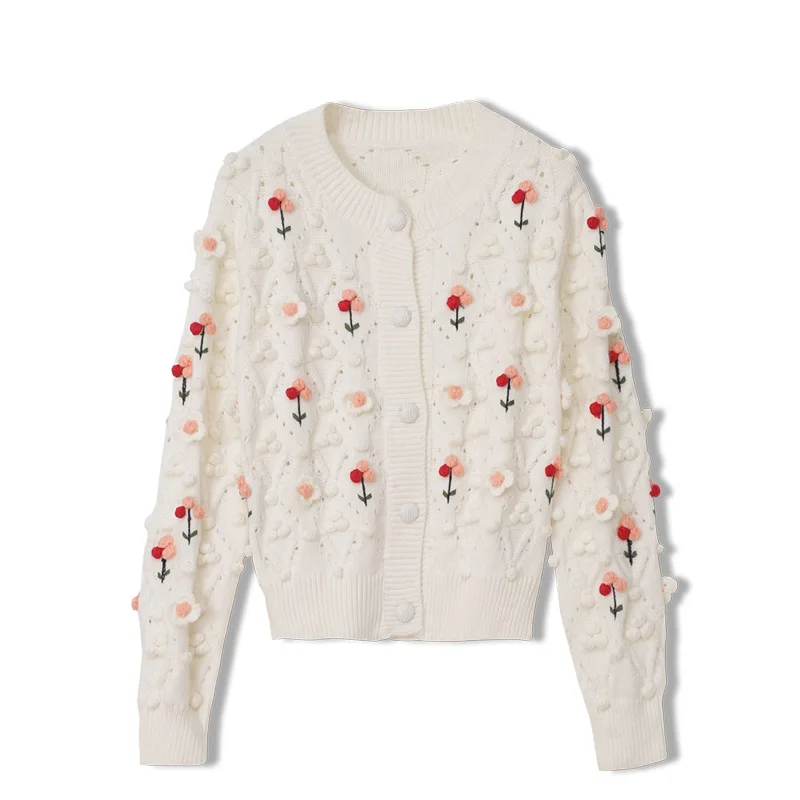 Handmade Crochet Flower Jumper Sweater Loose Lazy Pullover Coat For