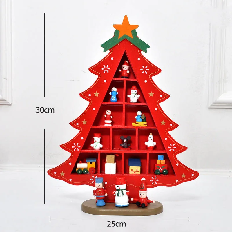 24 Mini Alberi Di Natale Da 10,2 Cm Con Base In Legno – Decorazioni Multicolore Per Micro Paesaggi, Centrotavola Natalizi - 6