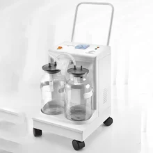 Hot sell Medical electric suction pump apparatus aspirator double bottles suction trolley unit machine vaccum suction machine
