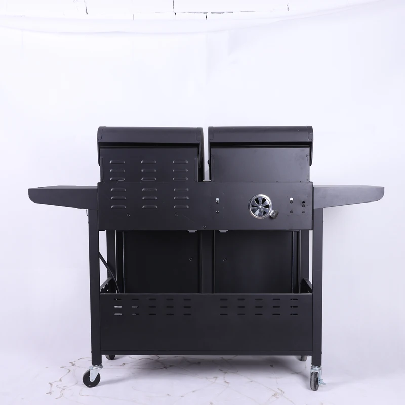 product factory price heavy duty barbecue grill with cabinet and foldable side table movable charcoal grill used over 5 people grilling-2