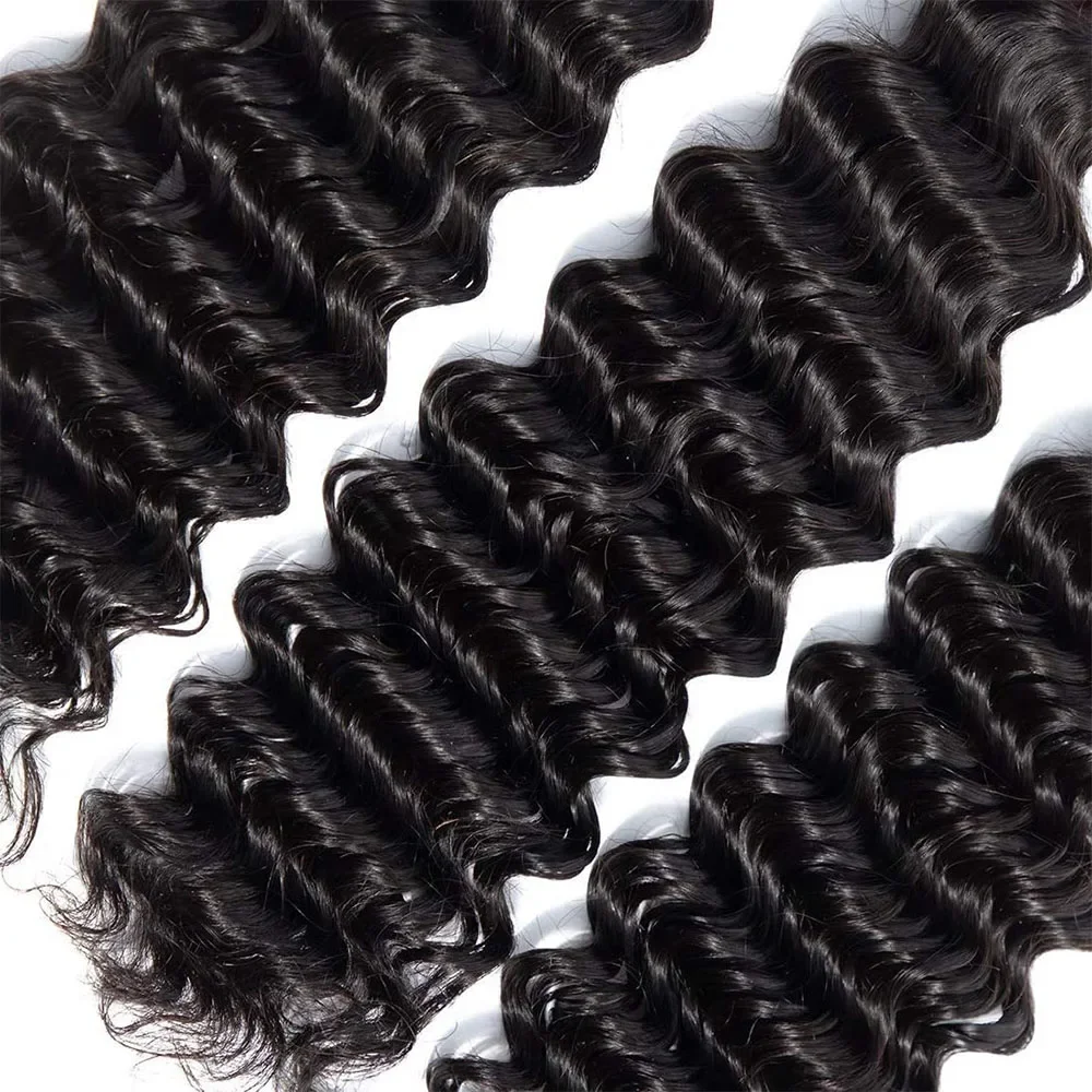 Peruvian Deep Wave Bundles 100% Human Hair 32 Inch Curly Weave Soft Raw Extensions_voghion.com