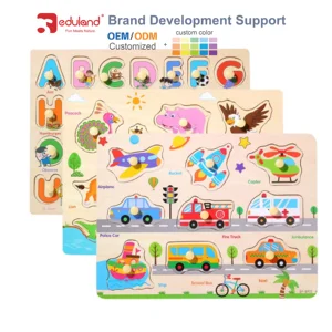 EDULAND Kids' Educational DIY Wooden Alphabet Jigsaw Puzzle Board 3D Puzzle Tool Toy for Learning