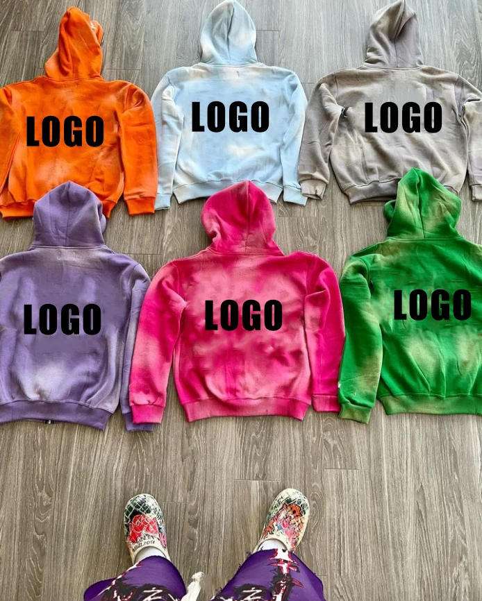 Custom Printed Men's Oversized 400gsm Acid Wash Full Zip Up Unisex High