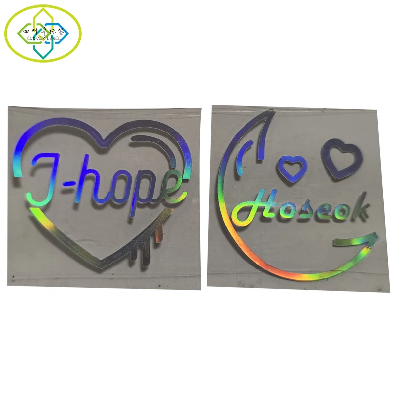 Custom Transparent PET Label Rainbow Color Laser Gold Foil Clear Holographic Die Cut Sticker