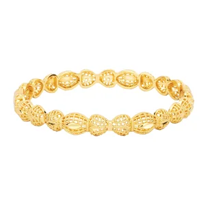 Dubai 24k Gold Bracelet With Leaf Elements Ladies Wedding Jewelry Set