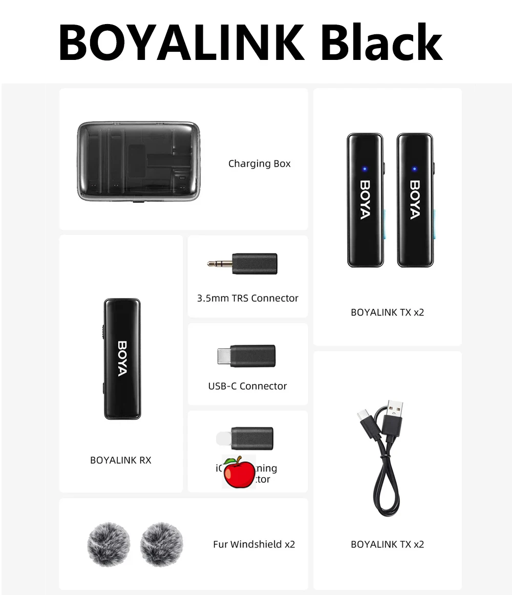 BOYA BOYALINK Wireless Lavalier Lapel Microphone for iPhone Android DSLR Camera Youtube Live Streaming Audio Recording for BOYA