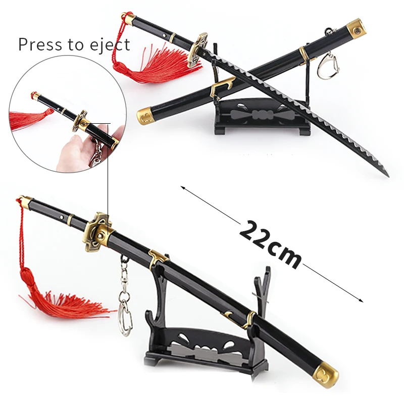 Xinrui New Design Metal Zinc Alloy Anime One Pieces Zoro Katana Sword Model Keychain with Scabbard