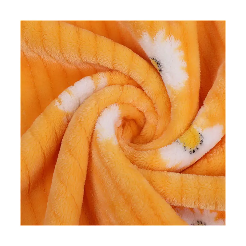 Warm Blanket Stripe Polyester Printed Flannel Fleece Fabric with Flowers Pattern For Baby Winter Sleepwear