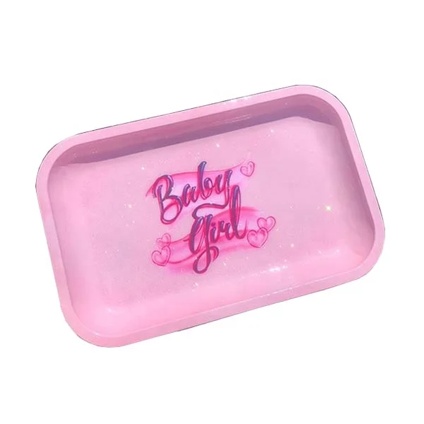 Customised Fancy Glitter Sparkly Rolling Tray Smoking Tin Tray