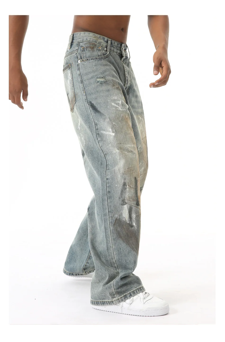Shop Our 2025 Quality Men's Straight Jeans Dirty Denim Blue Mud Wash