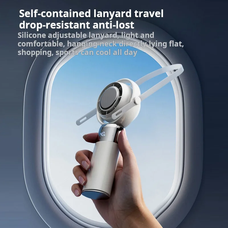 Yixuan High Speed 10 Speeds Strong Wind Ice Function Handheld Mini Air Conditioner Cooler Portable Neck Fan Rechargeable_voghion.com