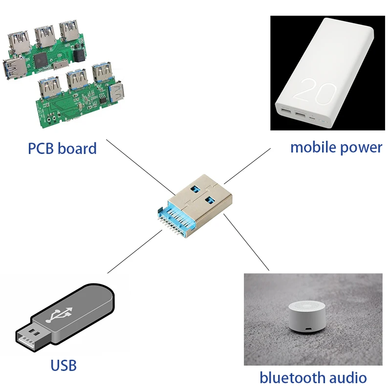 Smd Micro Mini Usb 5 Pin Connector Pcb Type Miniature Usb Socket