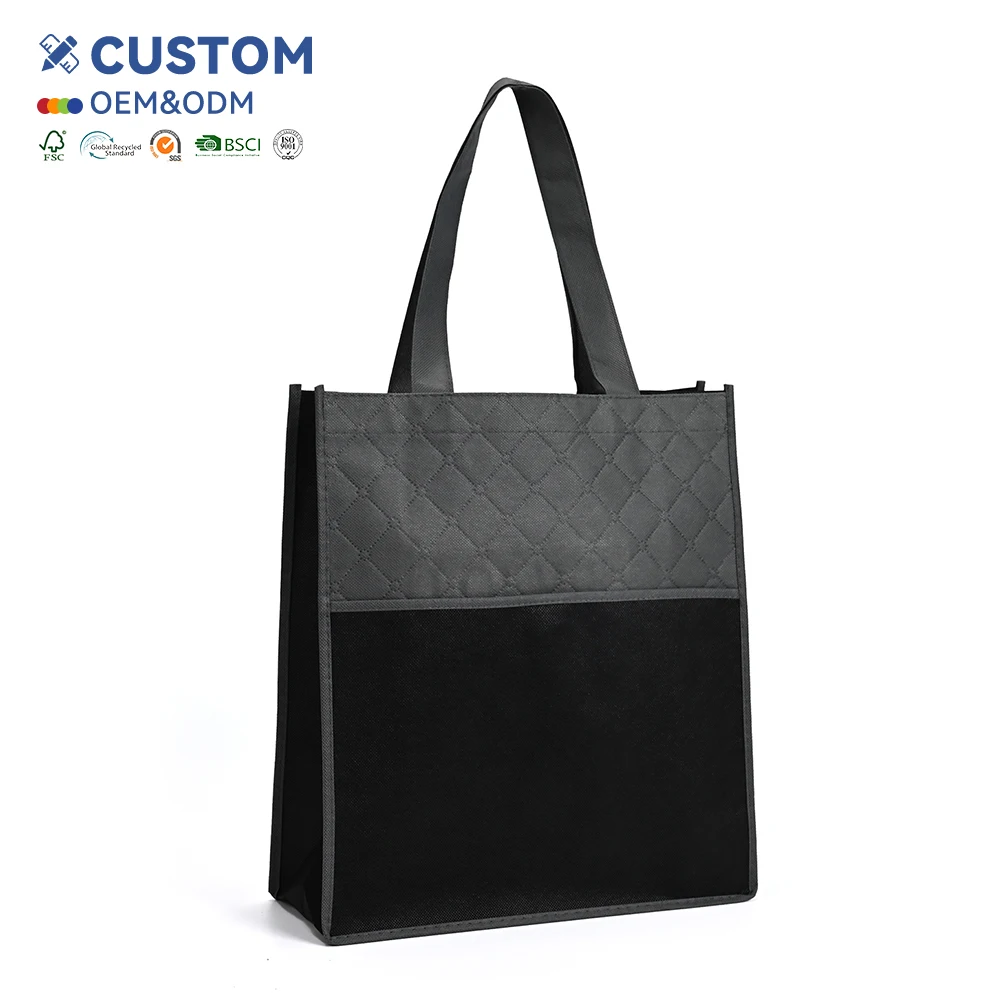 Custom Logo Biodegradable Multifunctional Nonwoven Reusable Shopping Bags for Supermarket Exhibition Clothing Wine Gift Packing