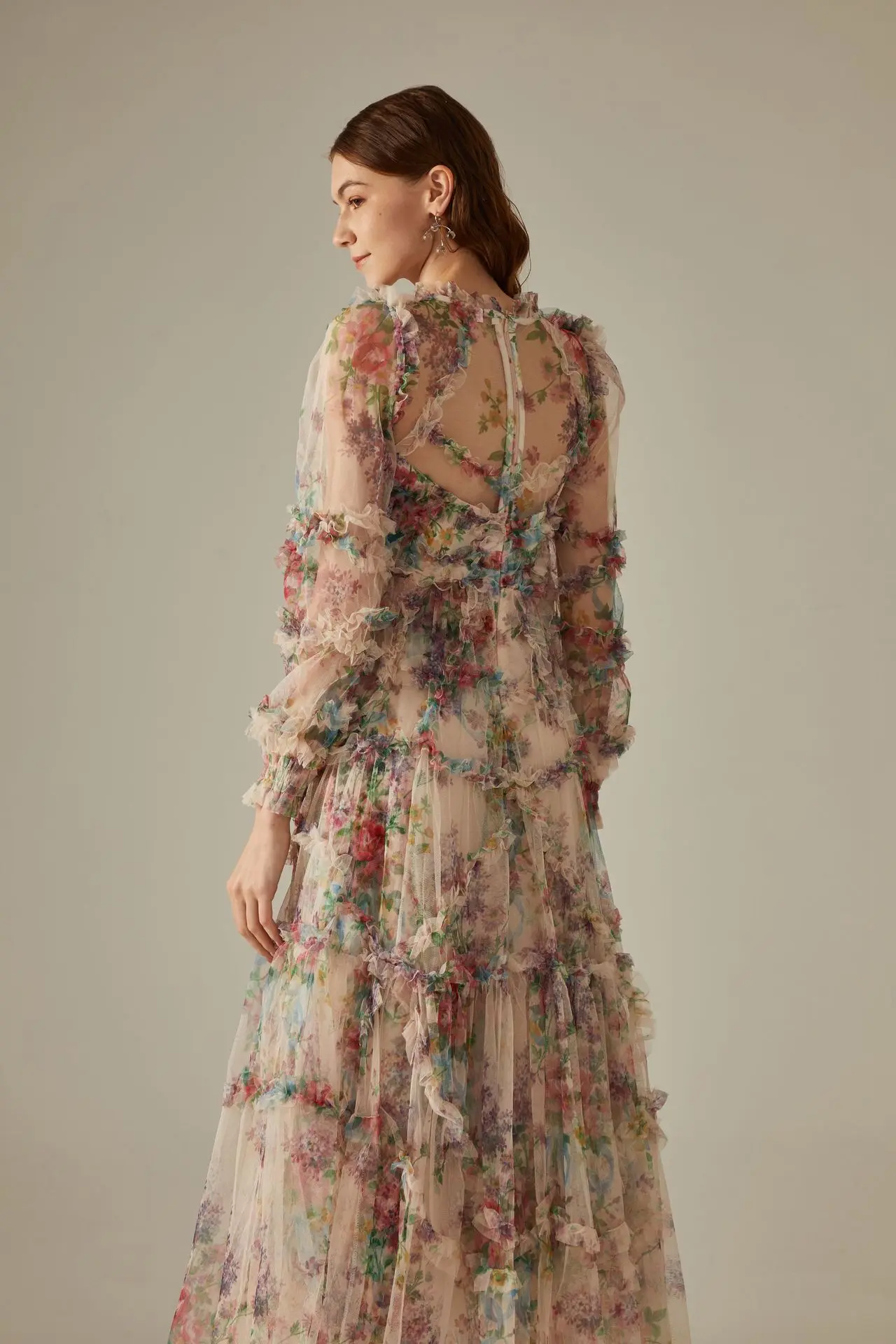 elegant organza floral embroidered dress Anewsta Baby Blue Floral Embroidered A-Line Dress Wedding Guest Women Maxi Summer Party Formal Gowns V-Neck Sleeveless Organza Voluminous Fl,M