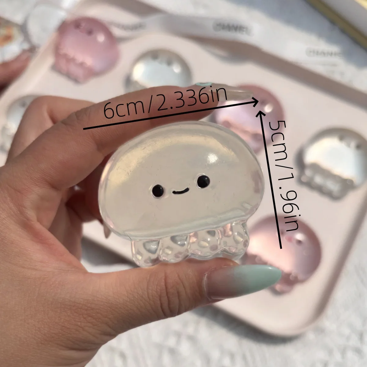 かわいい透明ピンククラゲ スクイーズ粘着玩具-6cm-ストレス解消ギフト