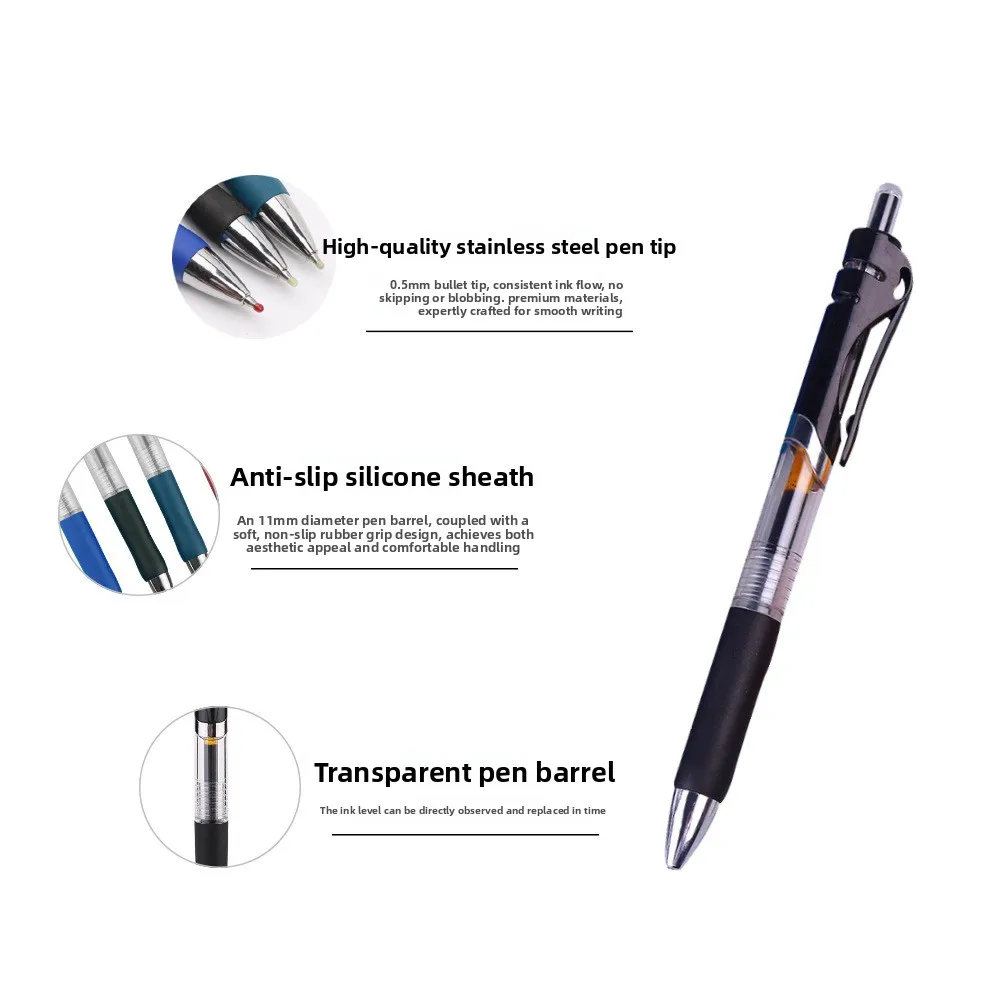 Groothandel in op maat gemaakte K35 intrekbare gelpen voor op kantoor in zwart, blauw en rood, met logo - watergebaseerde handtekeningpen van kunststof._voghion.com