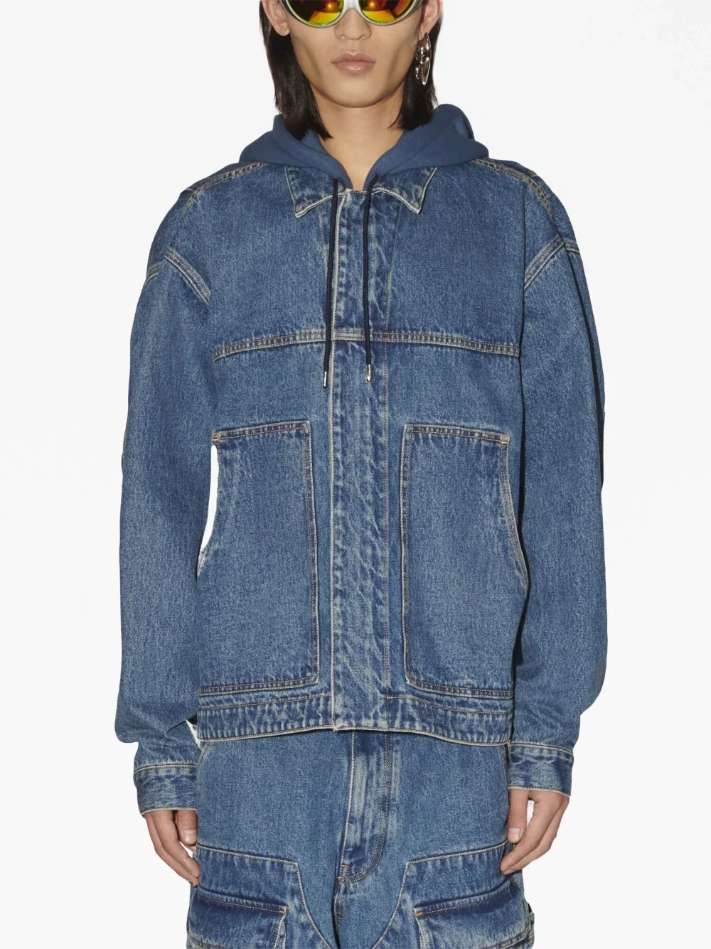 Streetwear Mens Clothing Denim Jacket Pants Casual Loose Mens Denim