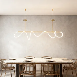 JACKSUN Counter Pendant Light for Restaurant Bar Middle Winding Line Light Creative Musical Notes Artistic for Long Dining