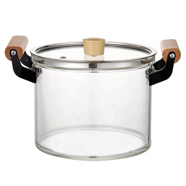 Flame Safe Heat Resistant Borosilicate Clear Glass Cooking Pot Cookware Set  with Stainless Steel Handles - China Glass Cooking Pot and Cooking Pot  price