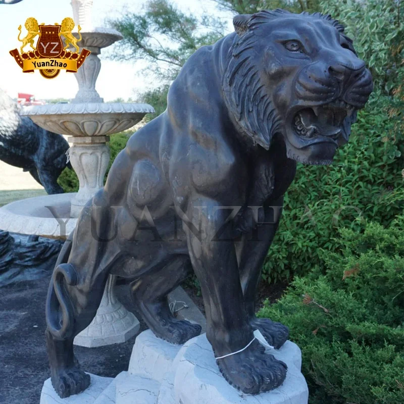 屋外の手彫りの大理石の石の虎の像天然の黒い石の虎の彫刻| Alibaba.com