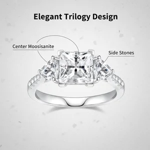 Fine S925 Sterling Silver Platinum Plated Moissanite Wedding Rings Supplier OEM/ODM Custom Jewelry Fancy Jewellery for Ladies