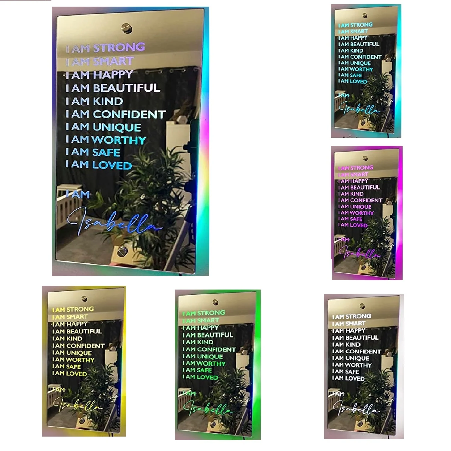 Personalized 10 Selfaffirming Mirror Sentences With Led Lights,Acrylic
