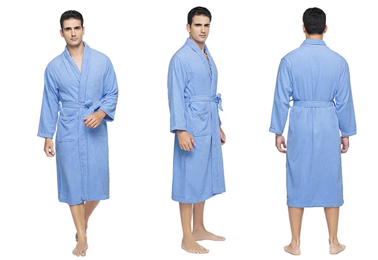 Toweling Terry Robe Unisex Bath Robe Men Night Robe Sleepwear Casual White Home Luxury Plush Bathrobes Custom 100% Cotton Women factory