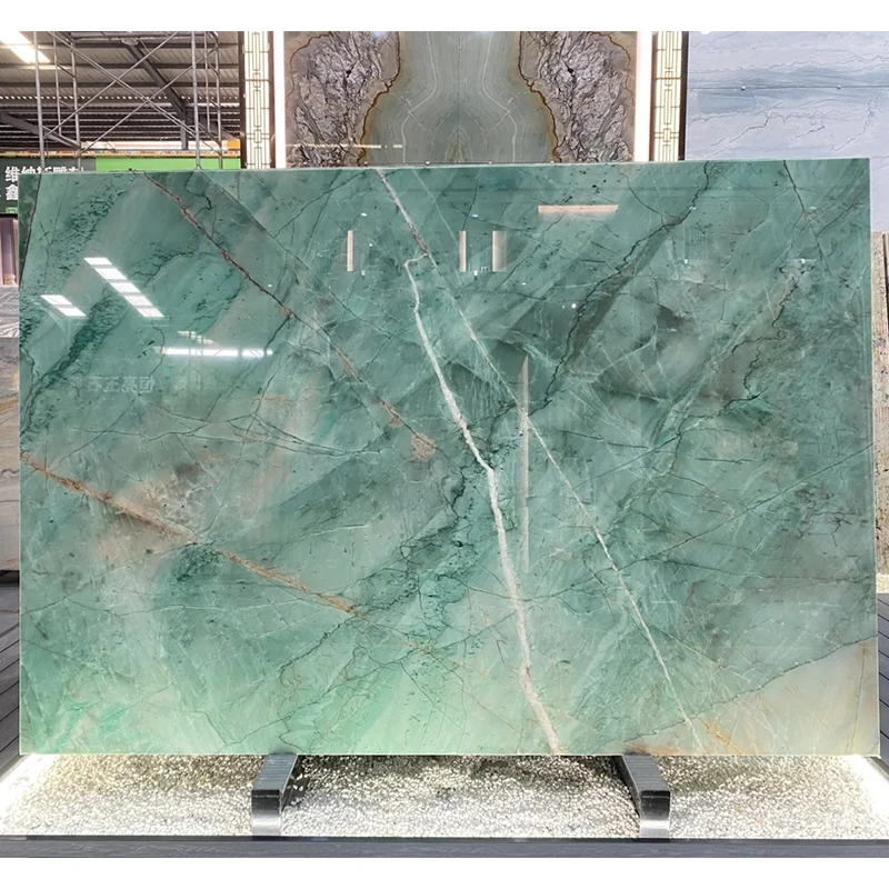 Модерн люкс полированный жашыл кварцит плита, ичке интерьер стенасынын арткы жарык фону үчүн ичке бөлмөлөрдө, отелдерде, виллада, Гая кварцити дизайн