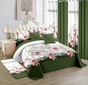 New Fashion Bed Sheet Set 12PCS Bedspread Geometric Pattern Printed Curtain Bedding Set