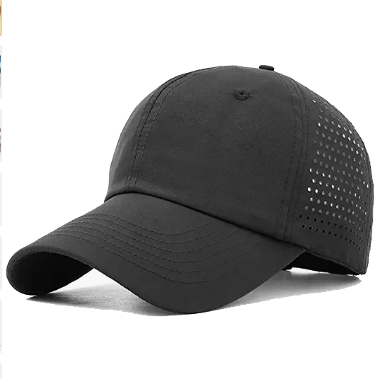 Custom Logo Quick Dry Running Cap Laser Cut Perforation Hole Golf Mesh ...