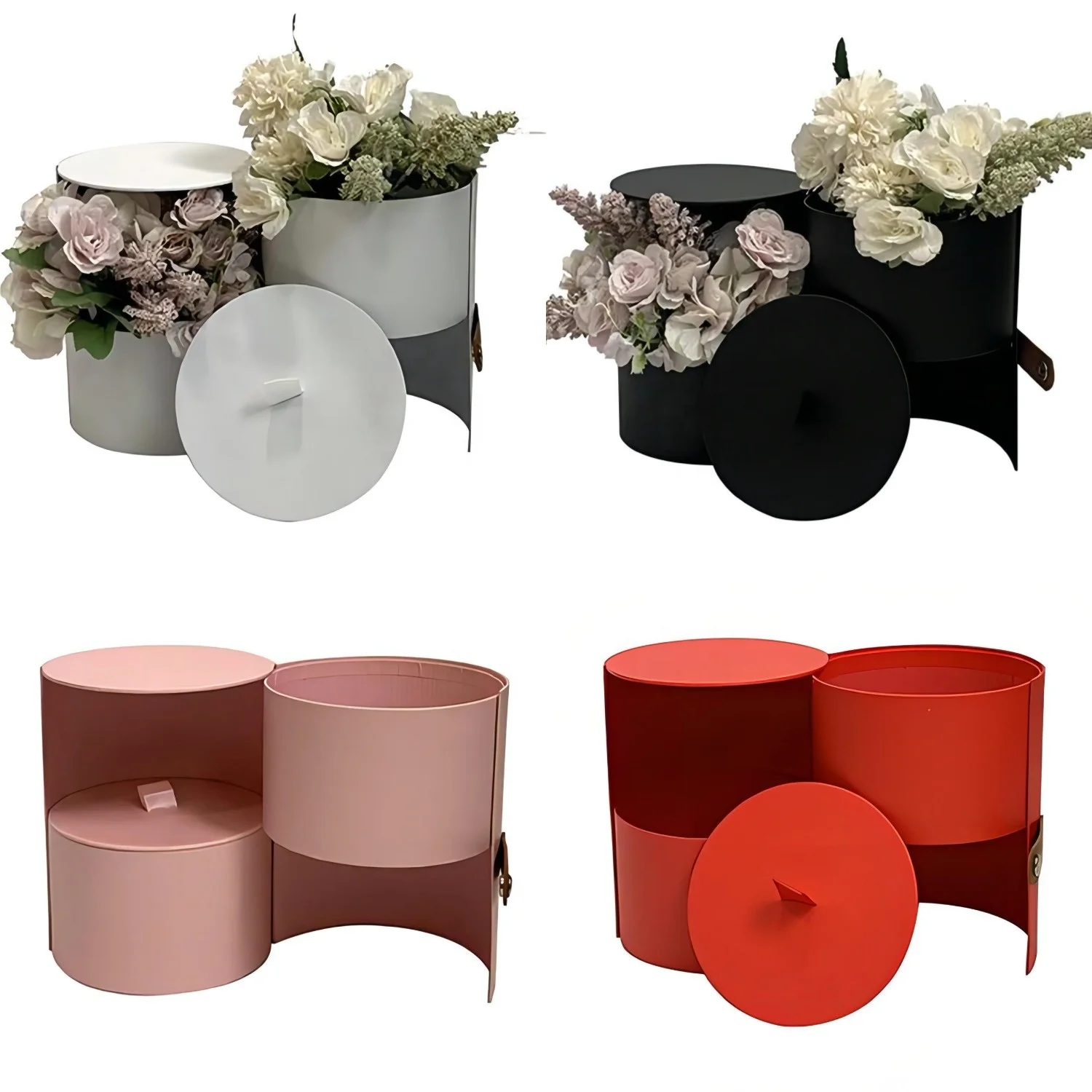 Solid Color Creative Two-Layer Rotating Round Box for Gifts