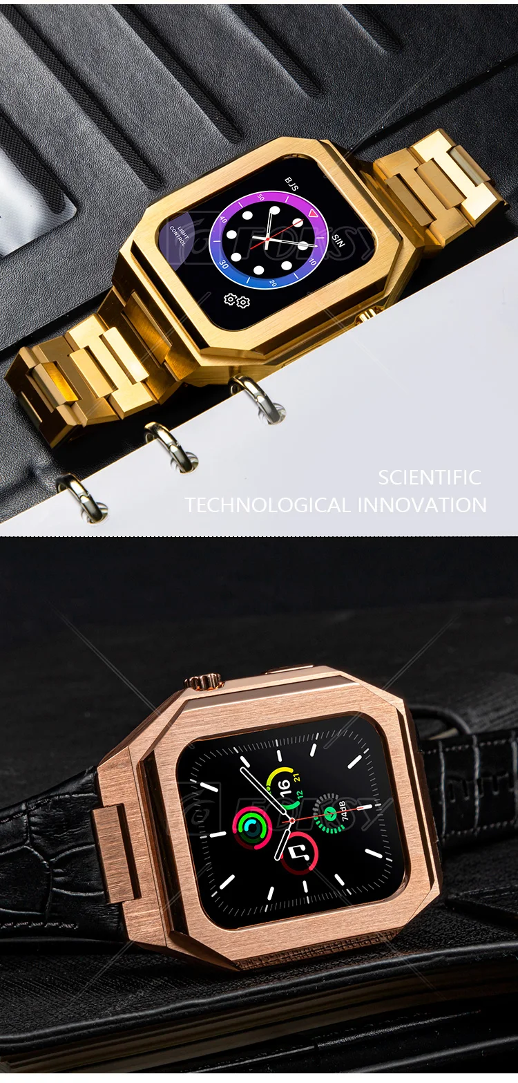 Protective Leather Band Strap 38/41/44/45mm Screen Cover Watch Case For