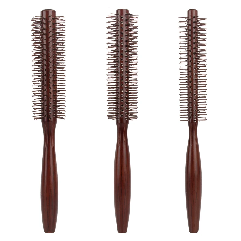 Massage Curly Comb Home Styling Solid Wood Vintage Nylon Tooth Red Curly Cylindrical Roller Comb