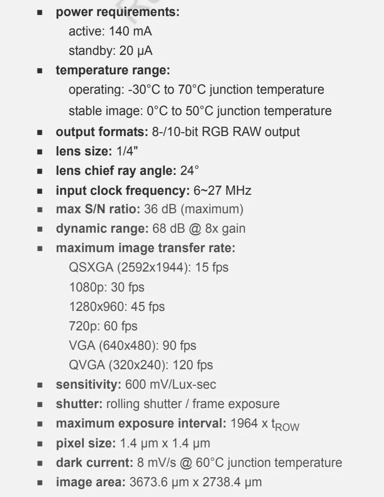 DGZX Factory Customization ESP32 1/4″ CMOS OV5640 2592*1944 15FPS Night Vision 5MP Fixed Focus MIPI Camera Module插图2