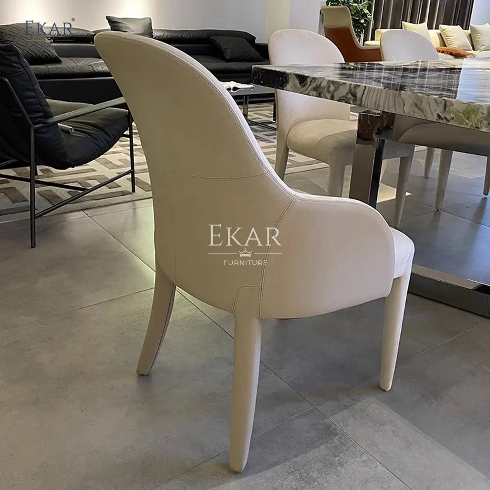 product modern wooden dining chair with light leather fabric and velvet metal frame white wax wood legs and armrests for indoor use-63