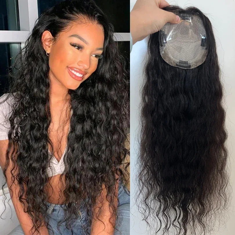Braune Seidenbasis Topper Loose Wave Europäisches unbehandeltes Menschenhaar_voghion.com