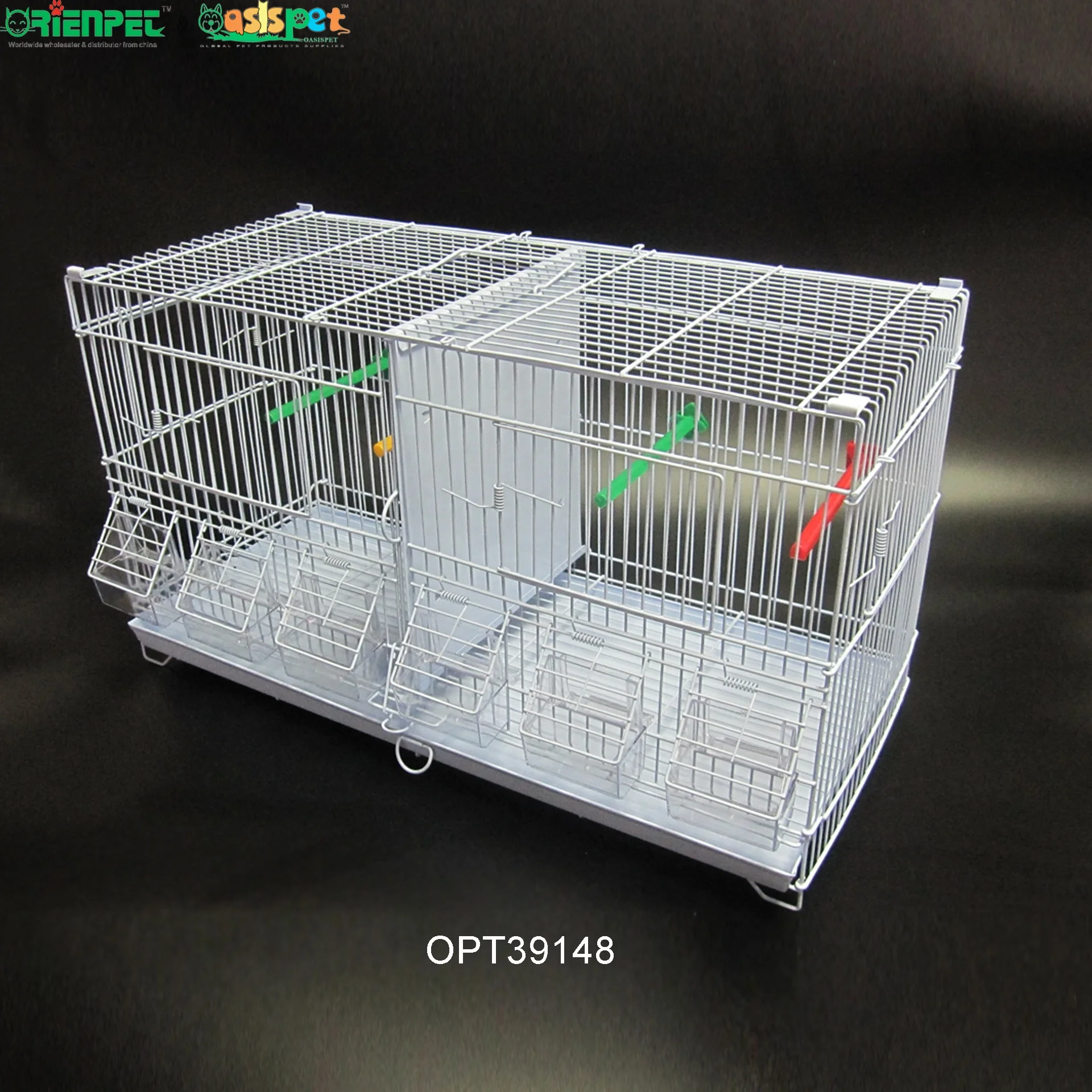 ORIENPET & OASISPET Powder-coated Wire Bird Breeding Cage Wholesale Stackable Cages with Divider Metal Tray OPT39148 Pet Product