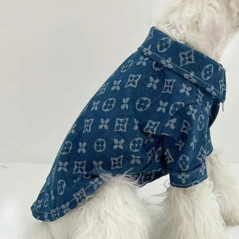 Autumn Winter Pet Clothes Fashion Brand Designer Pet Dog Denim Shirt