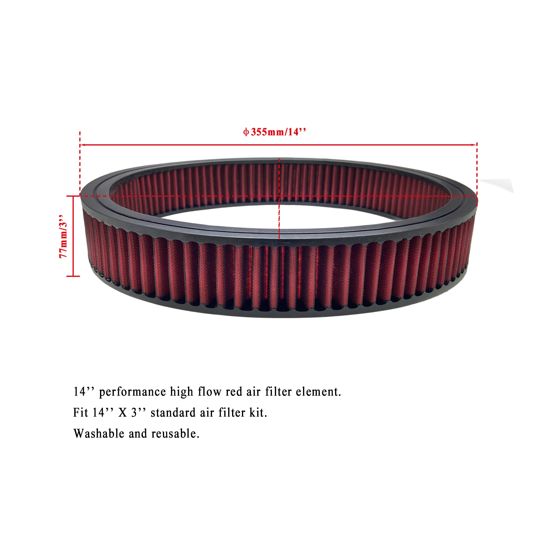 Super Flow 14 X 3 Inch Air Filter Assembly Kit Air Cleaner For Red 4