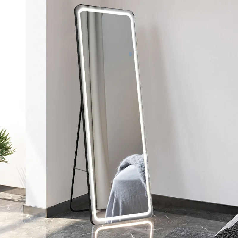 product custom low moq high quality standing large size floor body touch switch mirror for bedroom full length mirror with led-1